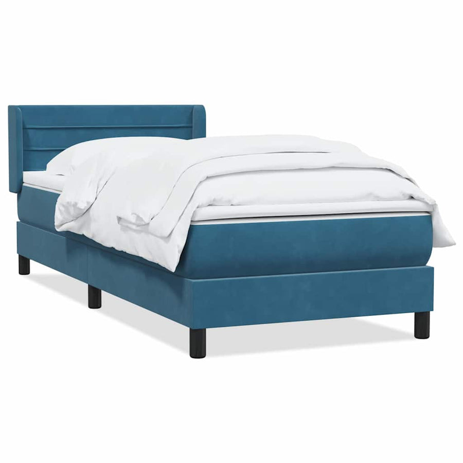 Boxspring met matras fluweel donkerblauw 80x220 cm