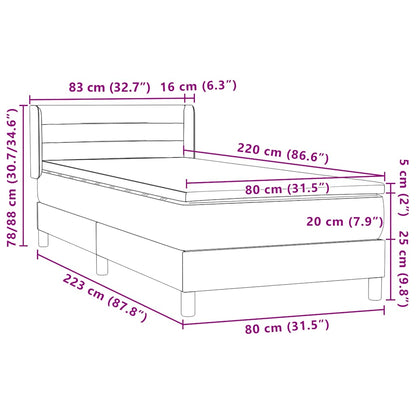 Boxspring met matras fluweel donkerblauw 80x220 cm