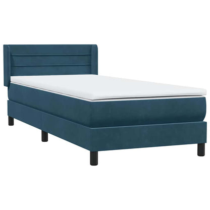 Boxspring met matras fluweel donkerblauw 80x220 cm