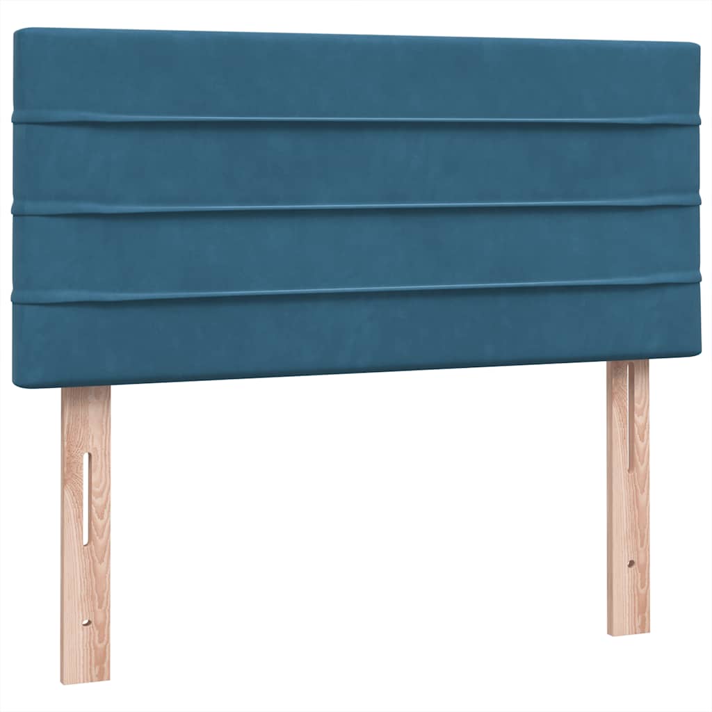 Boxspring met matras fluweel donkerblauw 80x220 cm