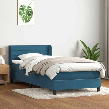 Boxspring met matras fluweel donkerblauw 80x220 cm