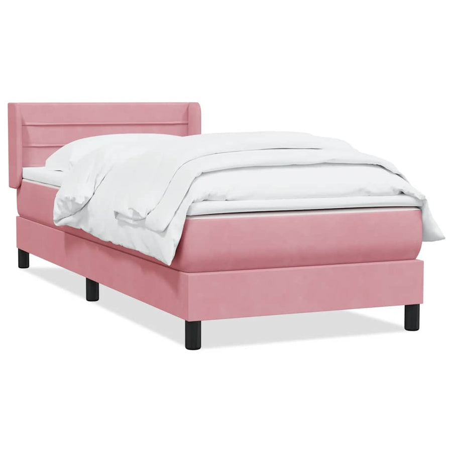 Boxspring met matras fluweel roze 80x220 cm