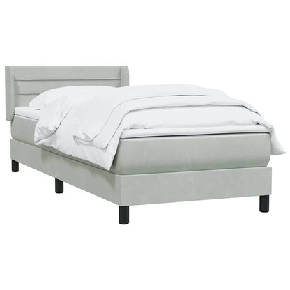 Boxspring met matras fluweel lichtgrijs 90x220 cm