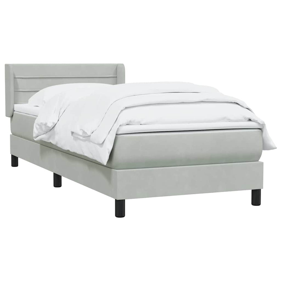 Boxspring met matras fluweel lichtgrijs 90x220 cm