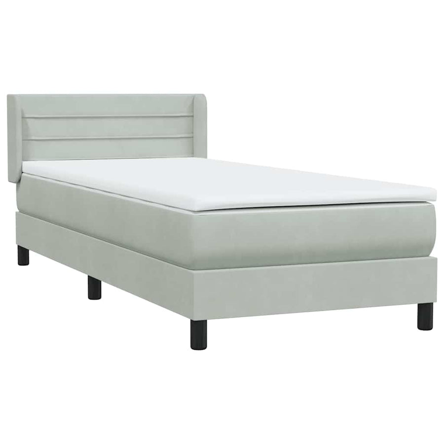 Boxspring met matras fluweel lichtgrijs 90x220 cm