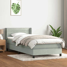 Boxspring met matras fluweel lichtgrijs 90x220 cm
