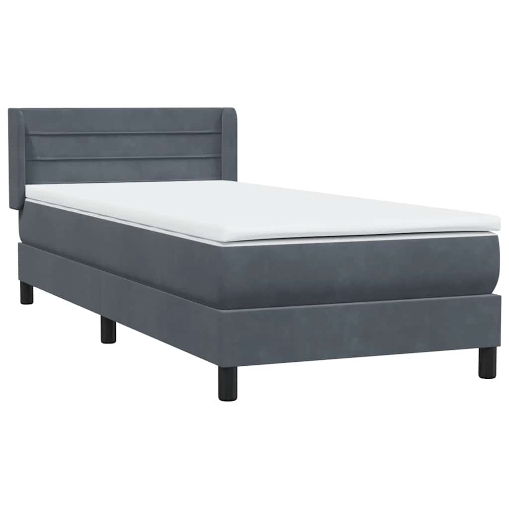 Boxspring met matras fluweel donkergrijs 90x220 cm