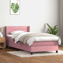 Boxspring met matras fluweel roze 90x220 cm