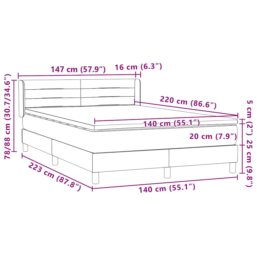 Boxspring met matras fluweel roze 140x220 cm