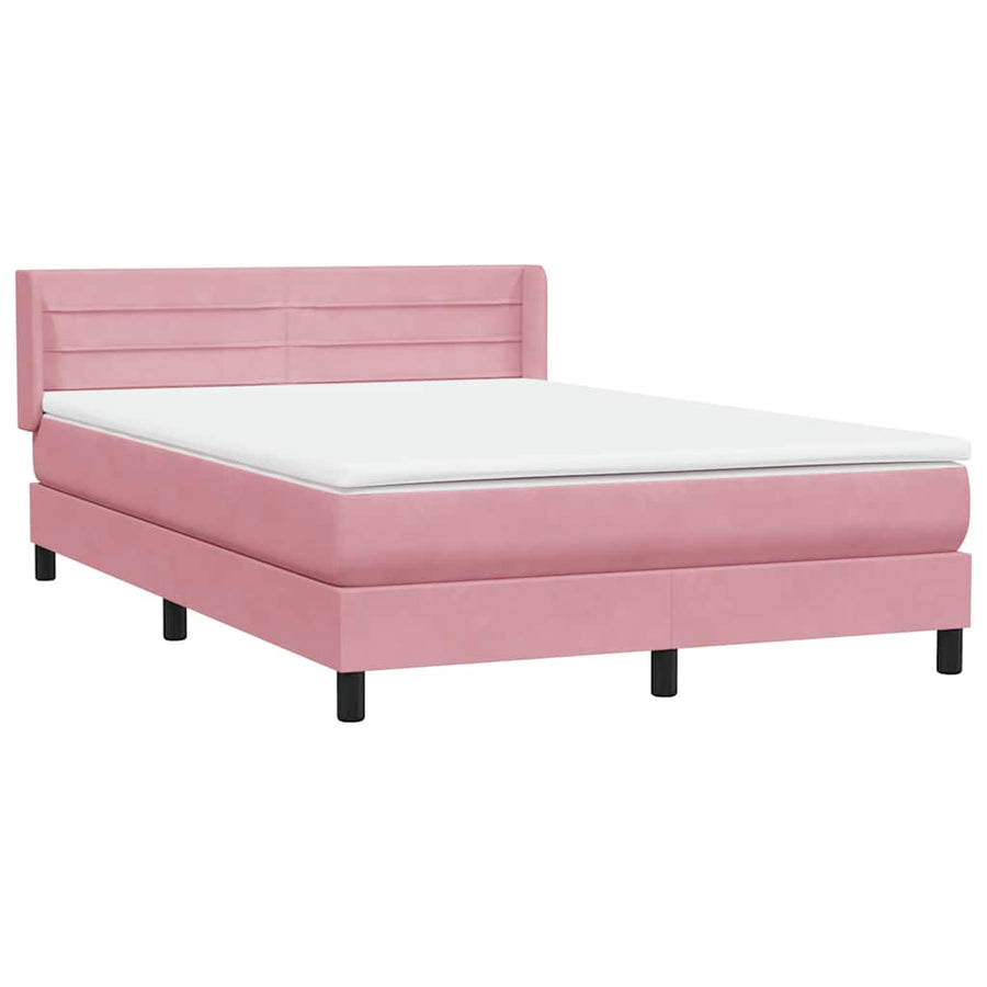 Boxspring met matras fluweel roze 140x220 cm