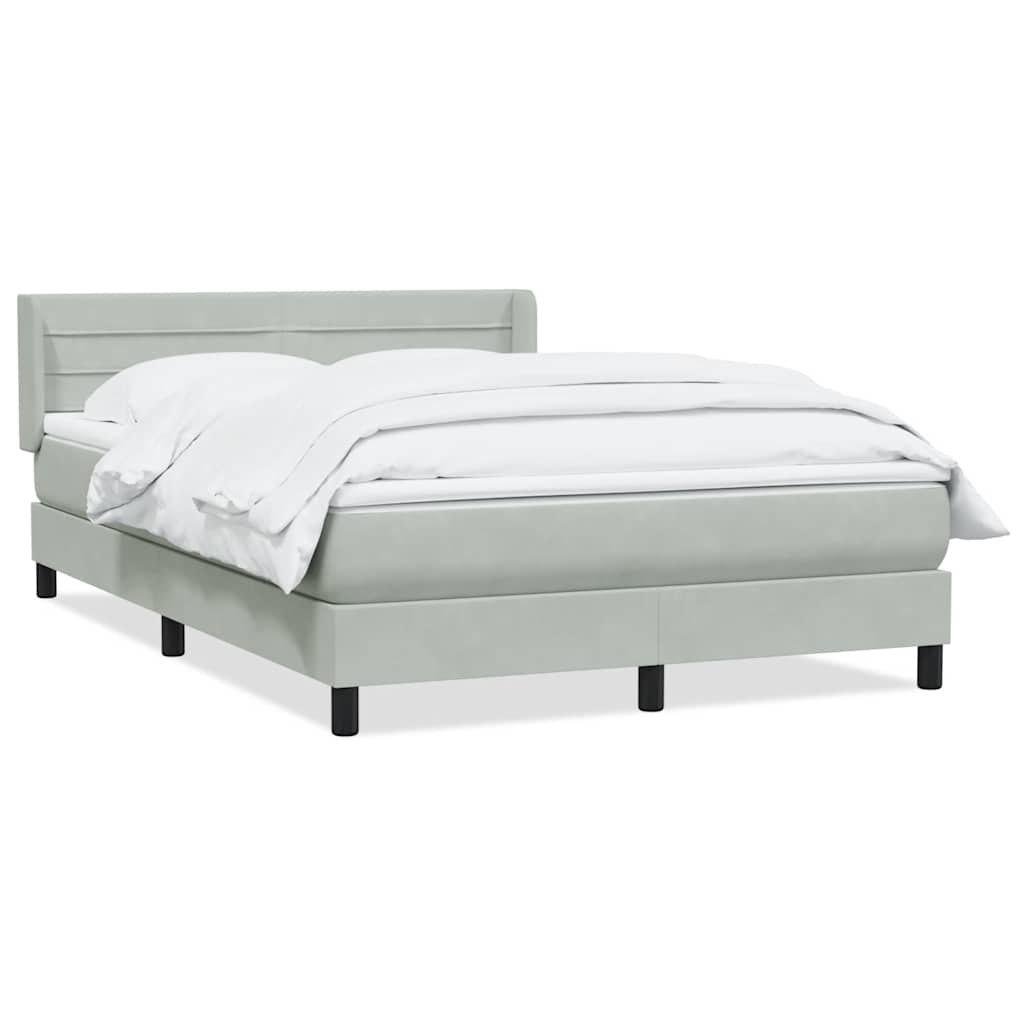 Boxspring met matras fluweel lichtgrijs 160x220 cm