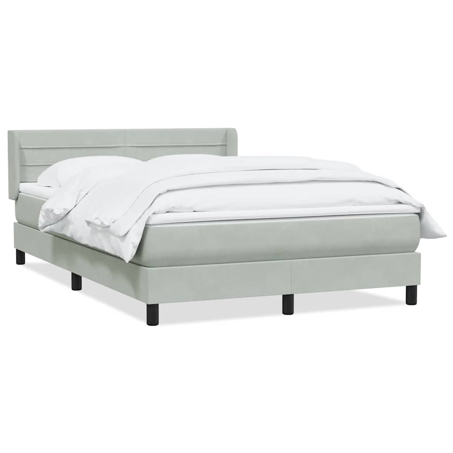 Boxspring met matras fluweel lichtgrijs 160x220 cm