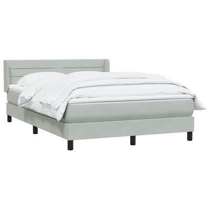 Boxspring met matras fluweel lichtgrijs 160x220 cm