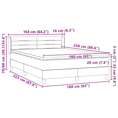 Boxspring met matras fluweel lichtgrijs 160x220 cm