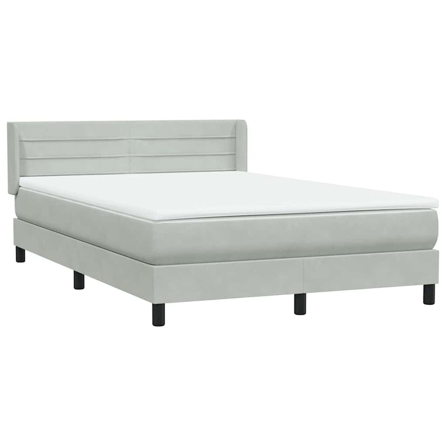 Boxspring met matras fluweel lichtgrijs 160x220 cm
