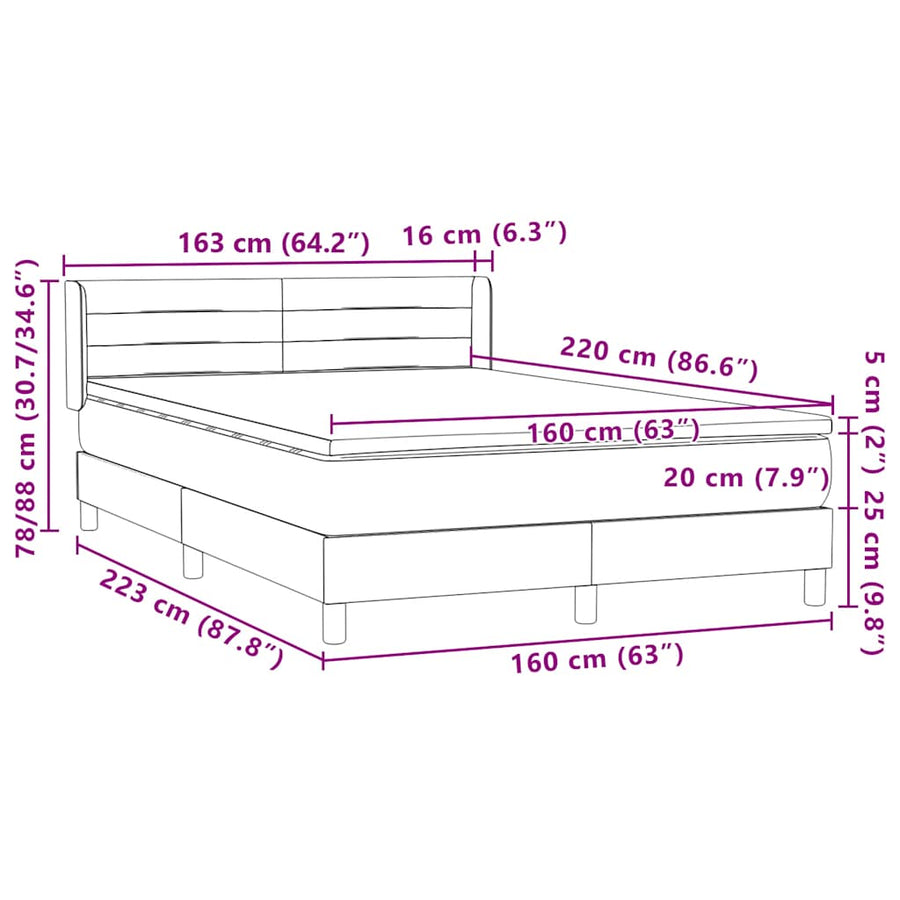 Boxspring met matras fluweel donkergroen 160x220 cm