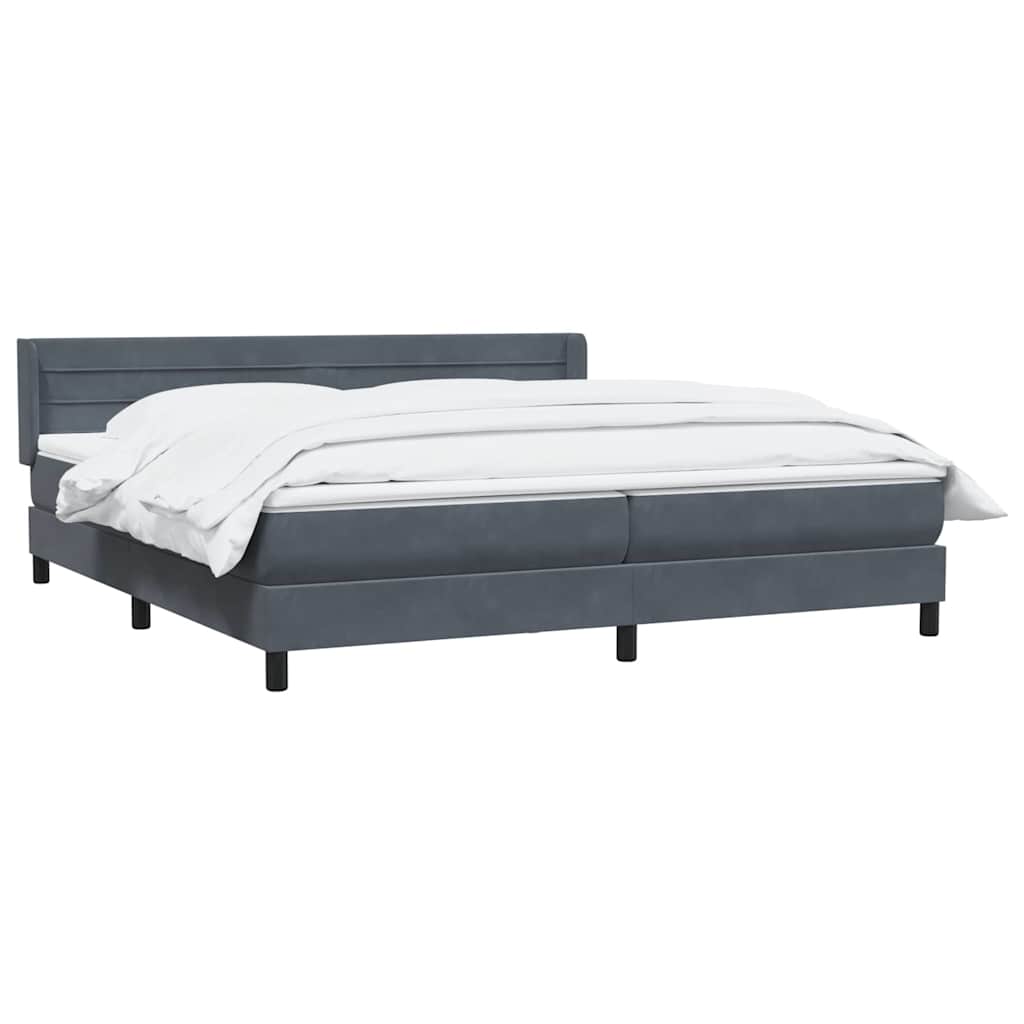 Boxspring met matras fluweel donkergrijs 180x220 cm