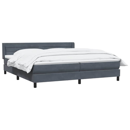 Boxspring met matras fluweel donkergrijs 180x220 cm
