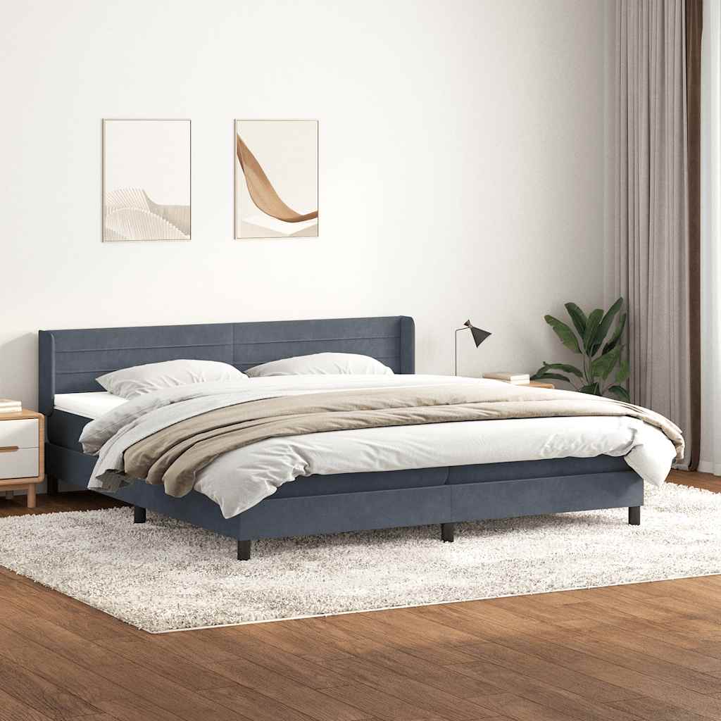 Boxspring met matras fluweel donkergrijs 180x220 cm