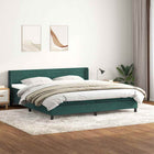 Box spring bed with dark green velvet mattress 180x220 cm