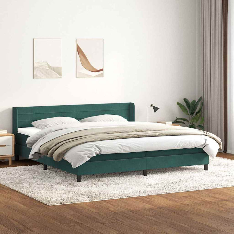 Boxspring Met Matras Fluweel 180 x 220 cm Donkergroen