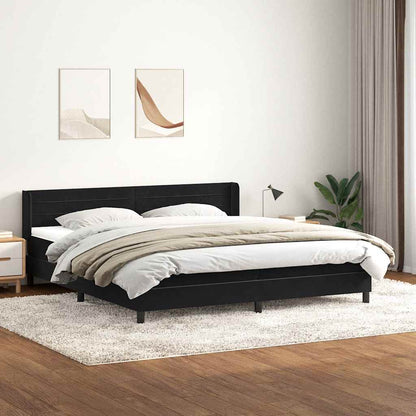 Boxspring met matras fluweel zwart 200x220 cm