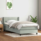 Boxspring 90x210 cm lichtgrijs fluweel