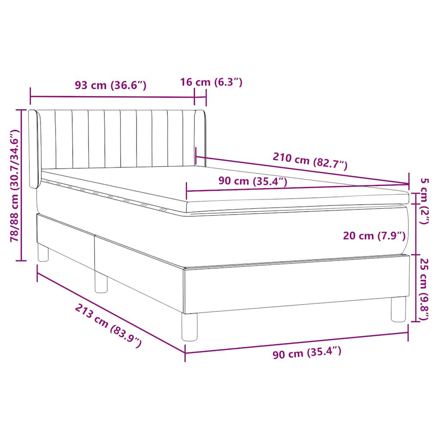 Boxspring met matras fluweel roze 90x210 cm