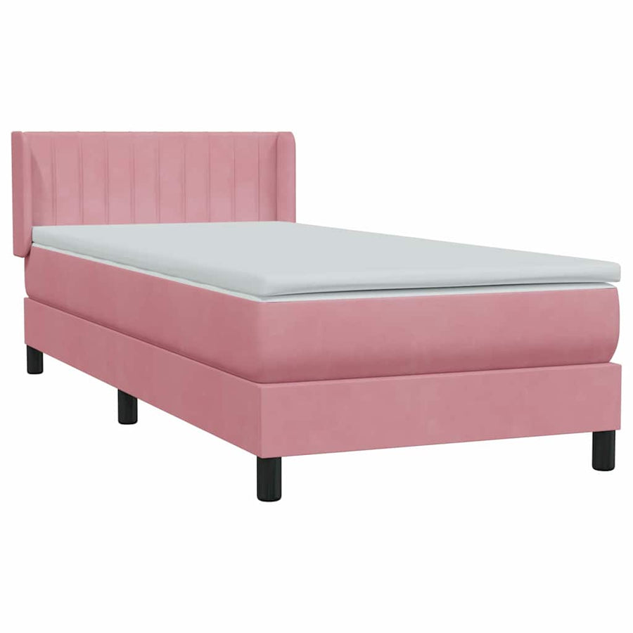 Boxspring met matras fluweel roze 90x210 cm