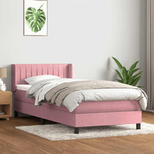Boxspring met matras fluweel roze 90x210 cm