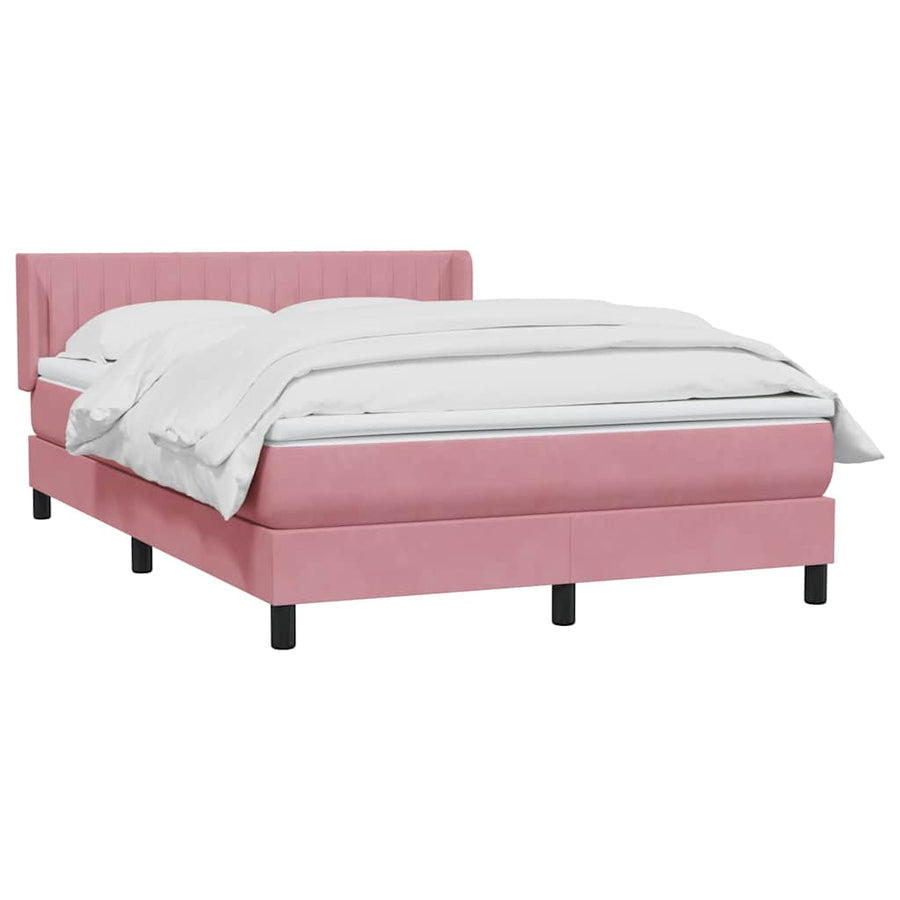 Boxspring met matras fluweel roze 140x210 cm
