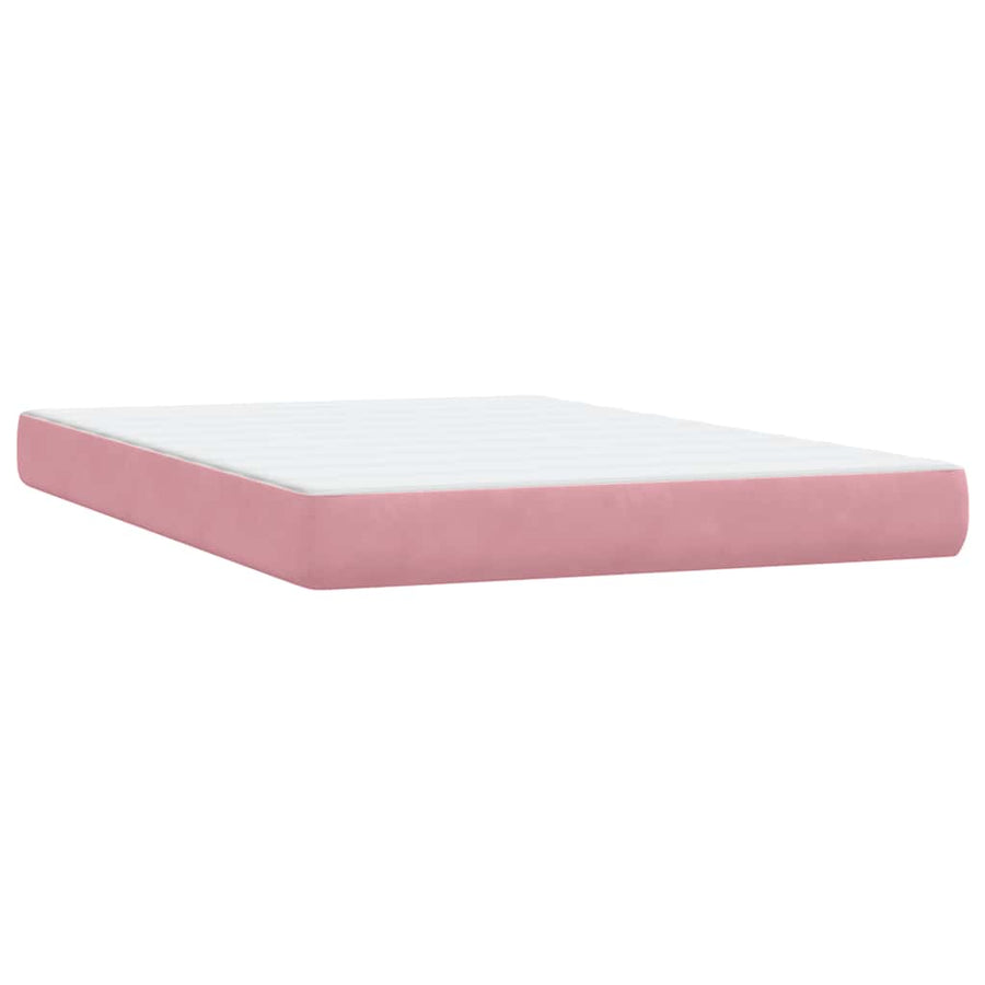 Boxspring met matras fluweel roze 140x210 cm