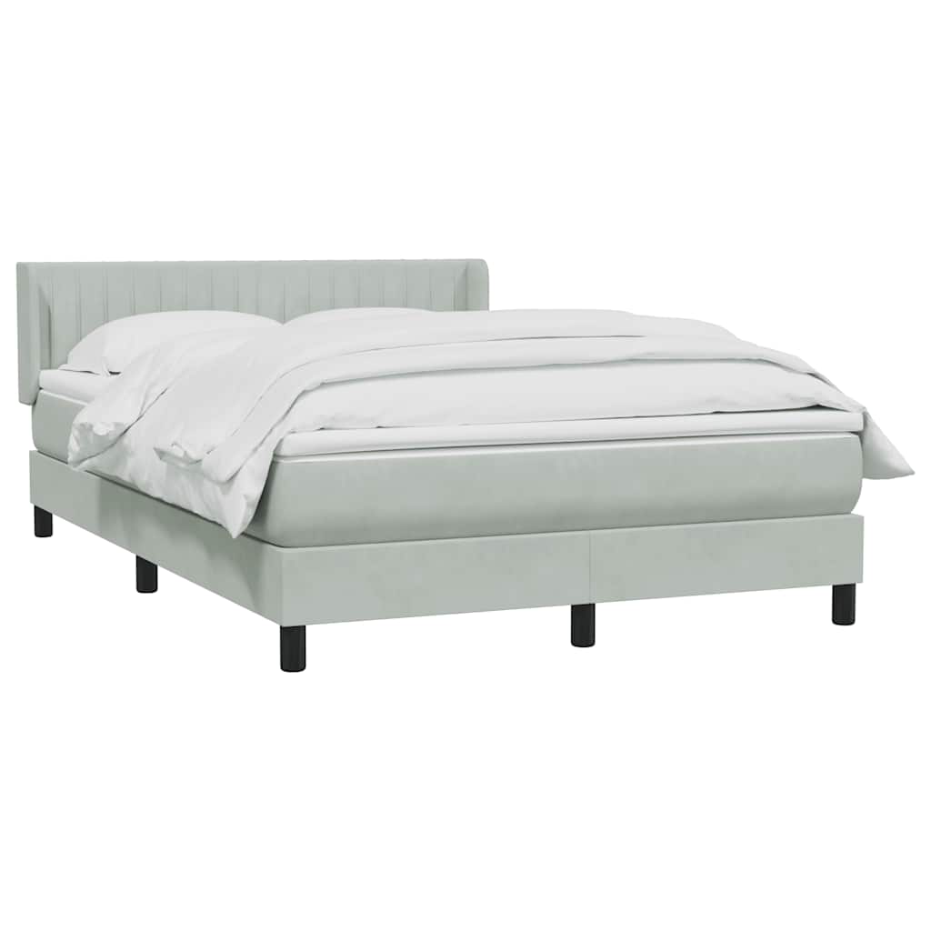 Boxspring met matras fluweel lichtgrijs 160x210 cm