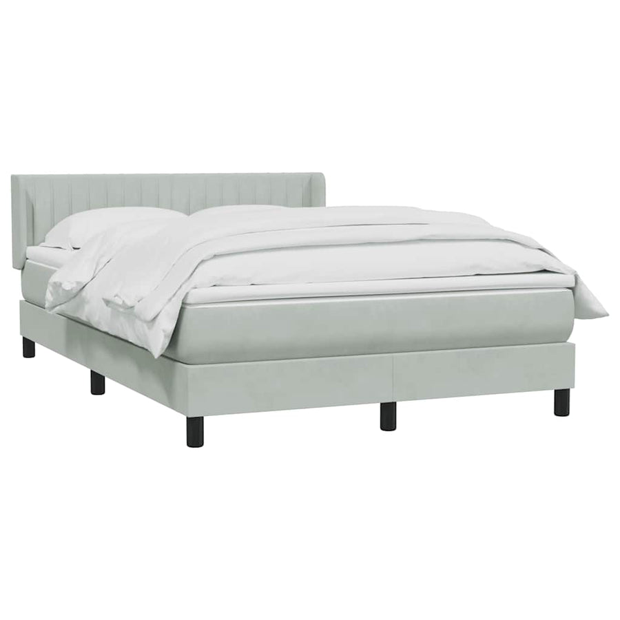 Boxspring met matras fluweel lichtgrijs 160x210 cm