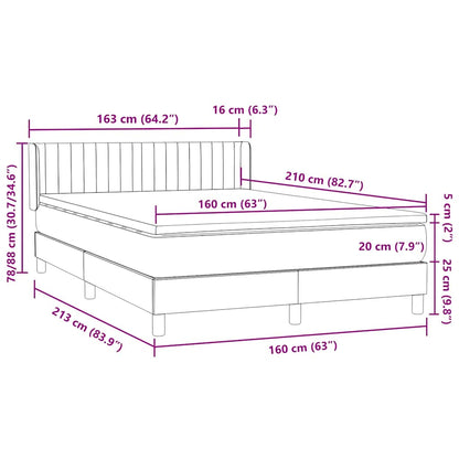 Boxspring met matras fluweel lichtgrijs 160x210 cm