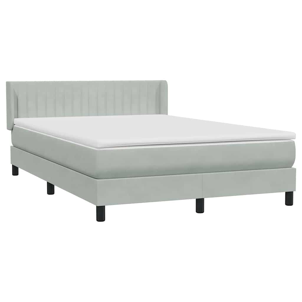 Boxspring met matras fluweel lichtgrijs 160x210 cm
