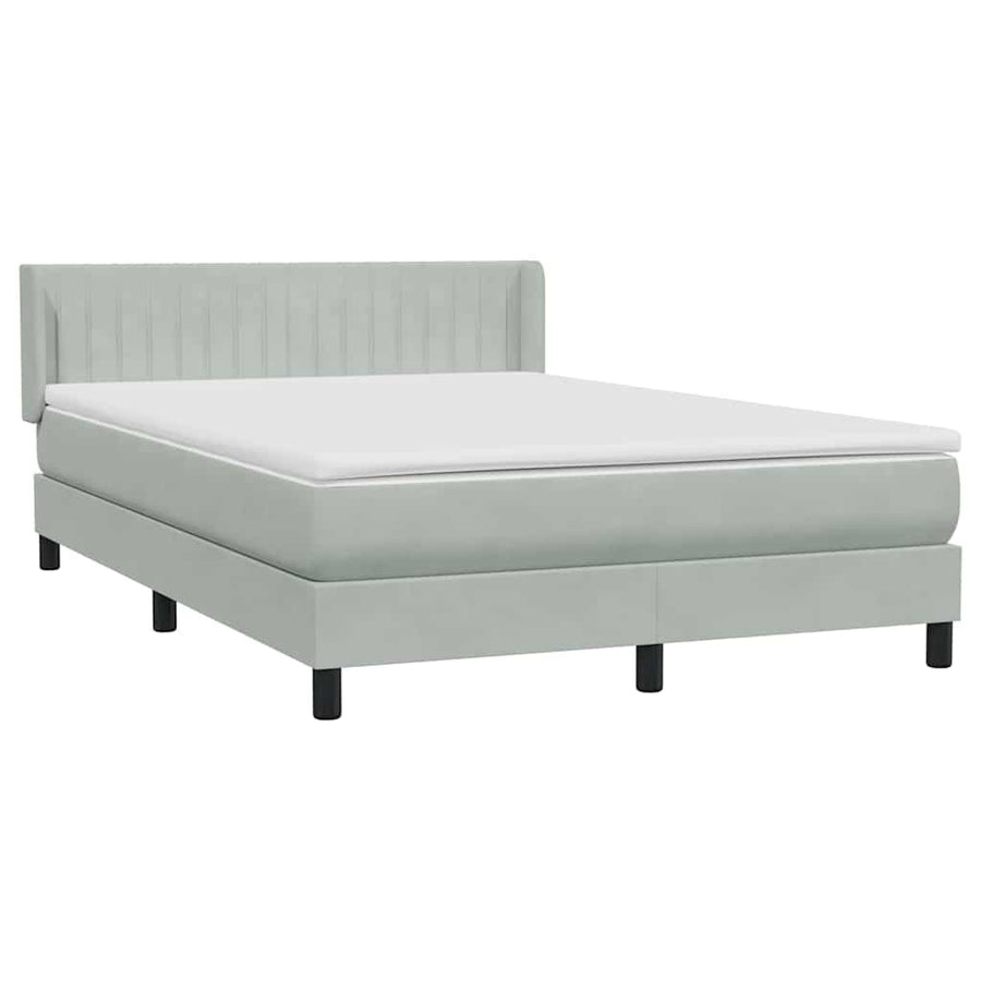 Boxspring met matras fluweel lichtgrijs 160x210 cm