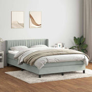 Boxspring met matras 160x210 cm lichtgrijs fluweel