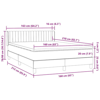 Boxspring met matras fluweel donkergrijs 160x210 cm