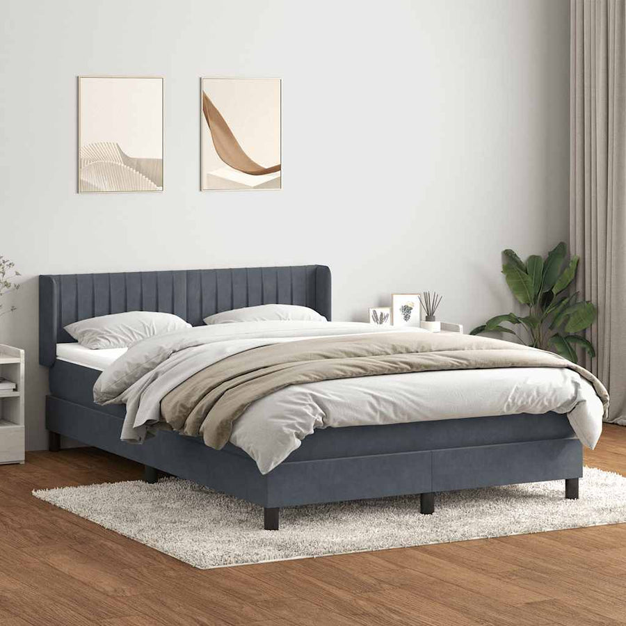 Boxspring met matras fluweel donkergrijs 160x210 cm