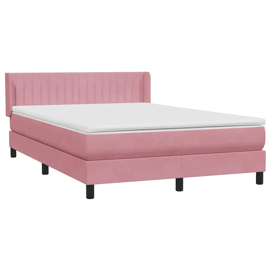 Boxspring met matras fluweel roze 160x210 cm