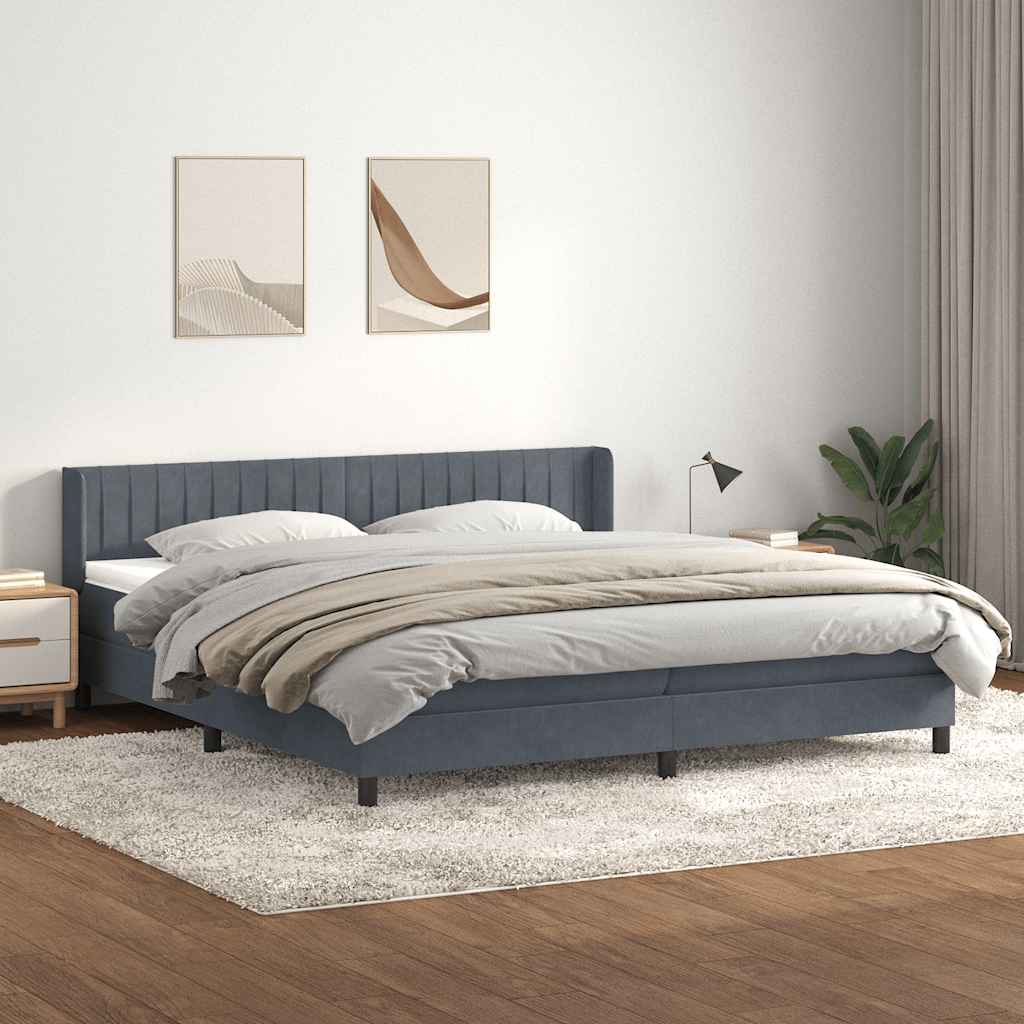 Boxspring met matras fluweel donkergrijs 180x210 cm