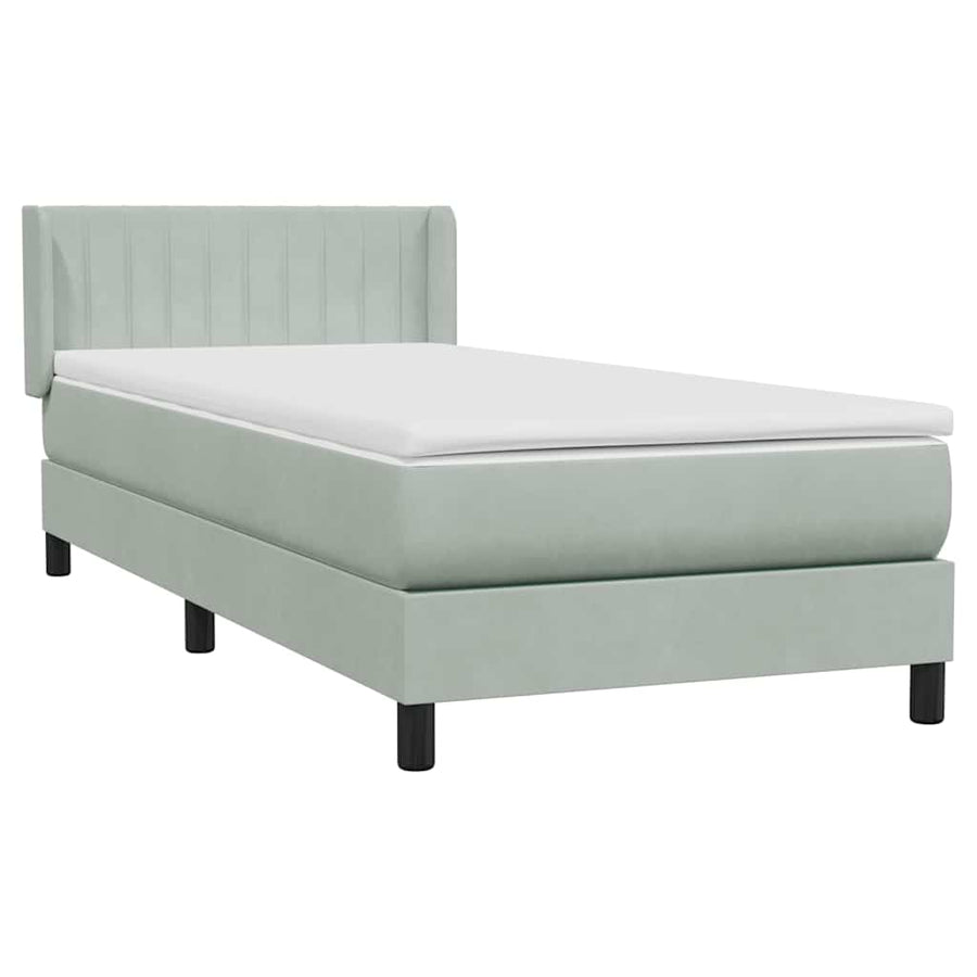 Boxspring met matras fluweel lichtgrijs 80x220 cm
