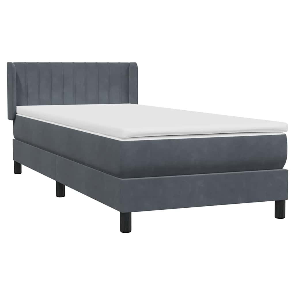 Boxspring met matras fluweel donkergrijs 80x220 cm