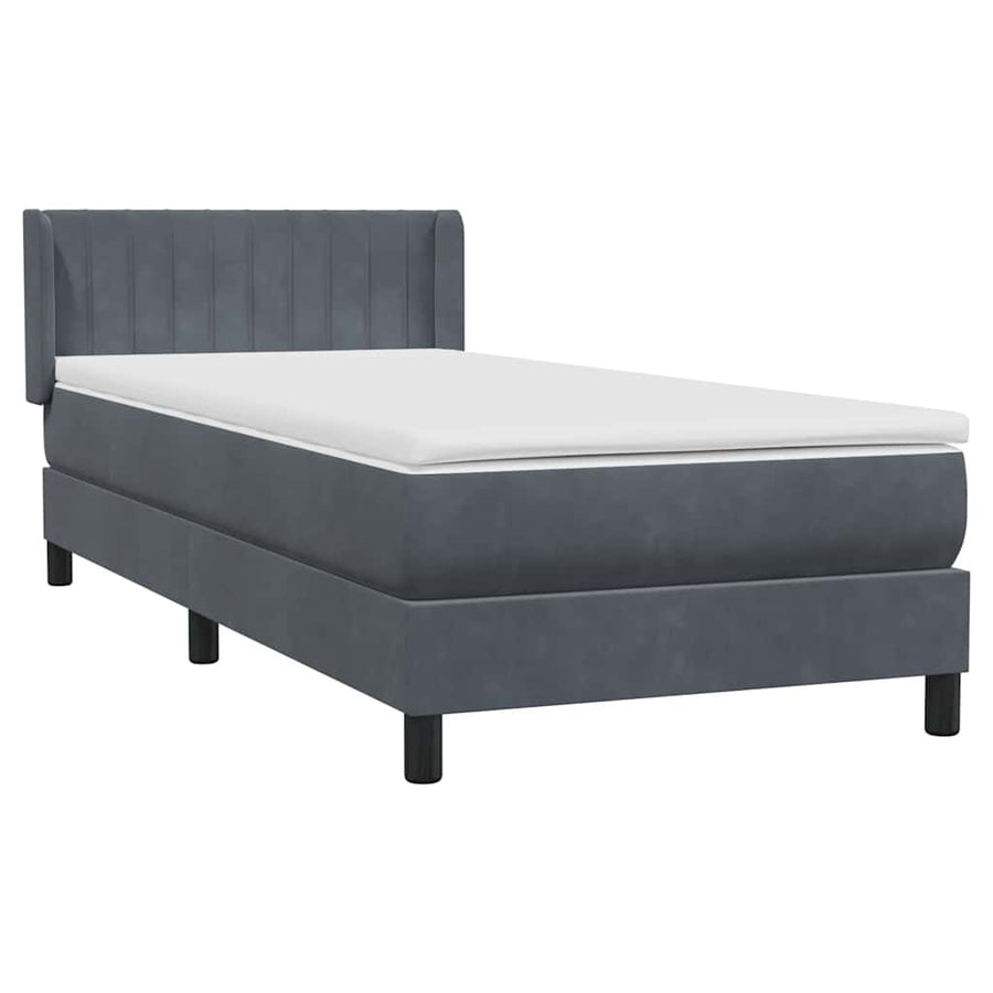 Boxspring met matras fluweel donkergrijs 80x220 cm