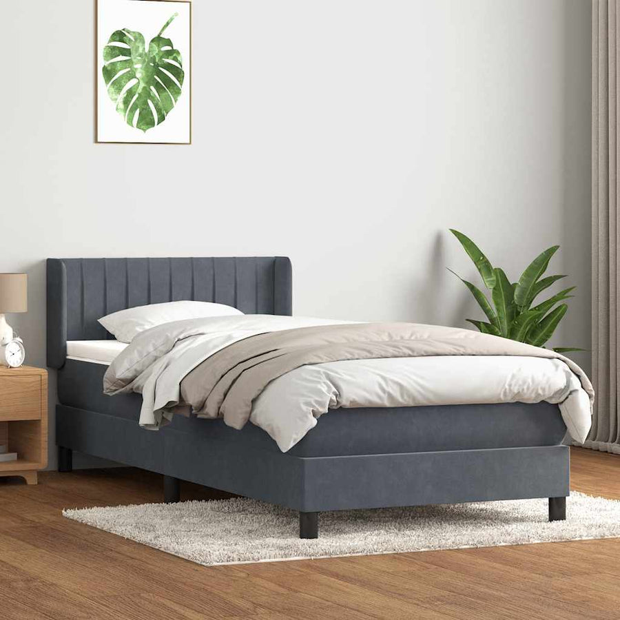 Boxspring met matras fluweel donkergrijs 80x220 cm