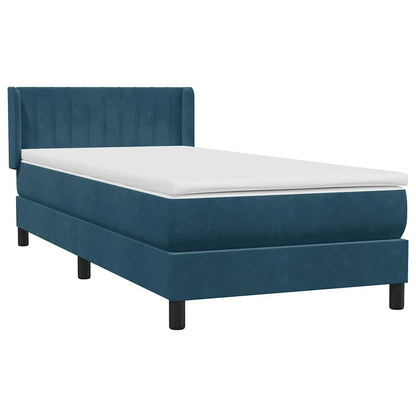 Boxspring met matras fluweel donkerblauw 80x220 cm
