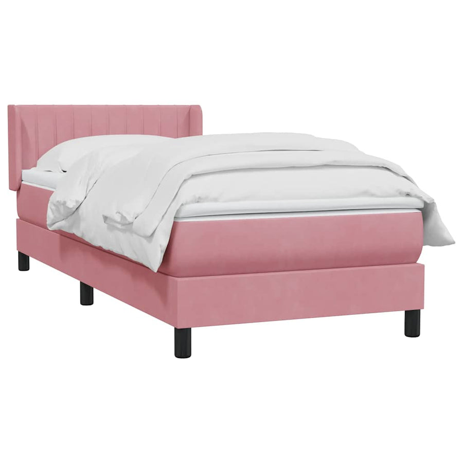Boxspring met matras fluweel roze 80x220 cm