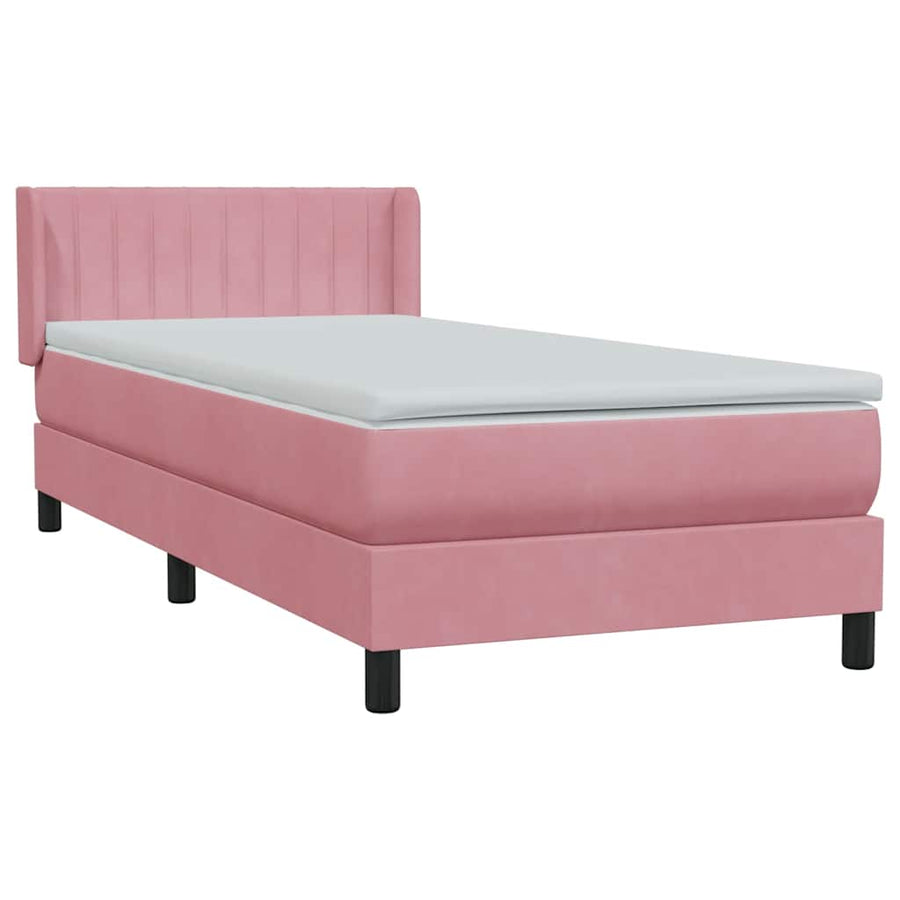 Boxspring met matras fluweel roze 80x220 cm
