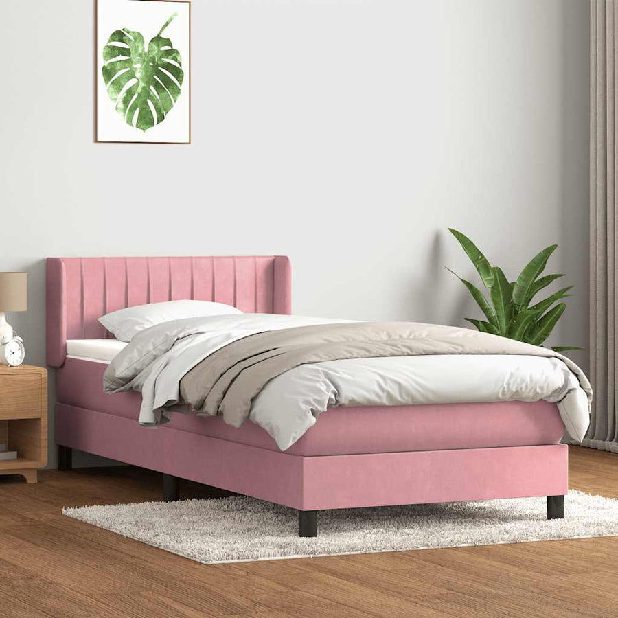 Boxspring met matras fluweel roze 80x220 cm